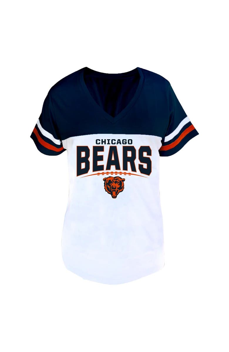 PROFILE Women's Profile Navy/White Chicago Bears Plus Size Split Body V-Neck T-shirt, Main, color, Navy