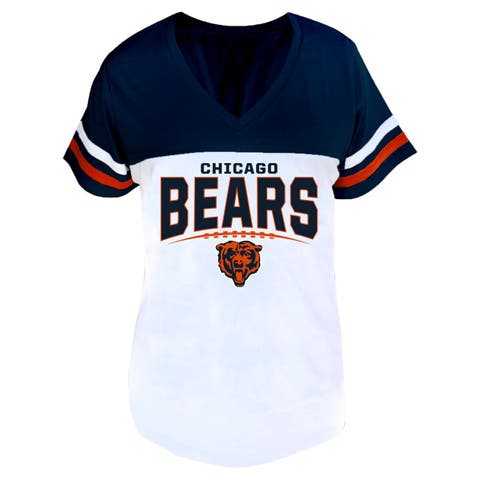 Women's Profile Navy/White Chicago Bears Plus Size Split Body V-Neck T-shirt