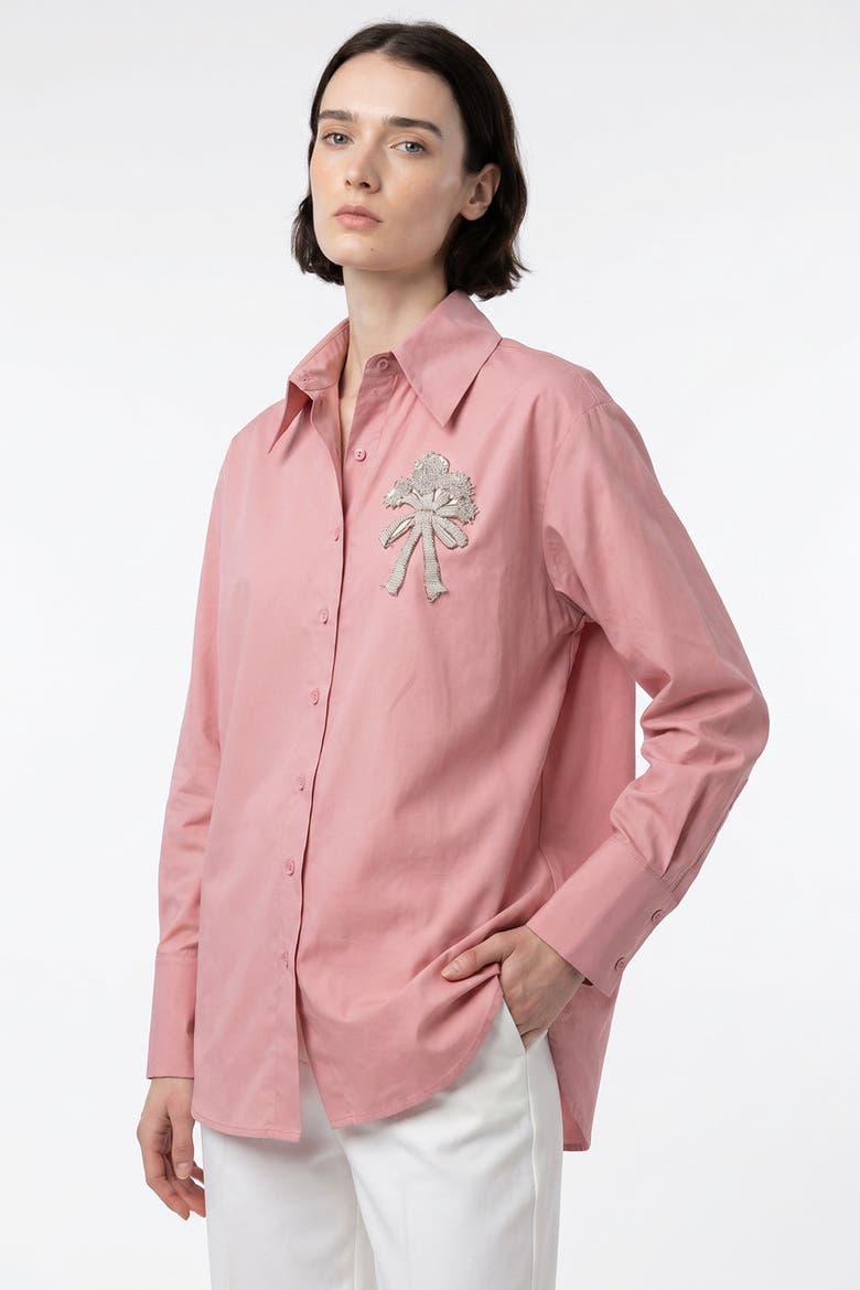 Fauve Long Sleeve Embroidered Cuffed Shirt, Alternate, color, Pink