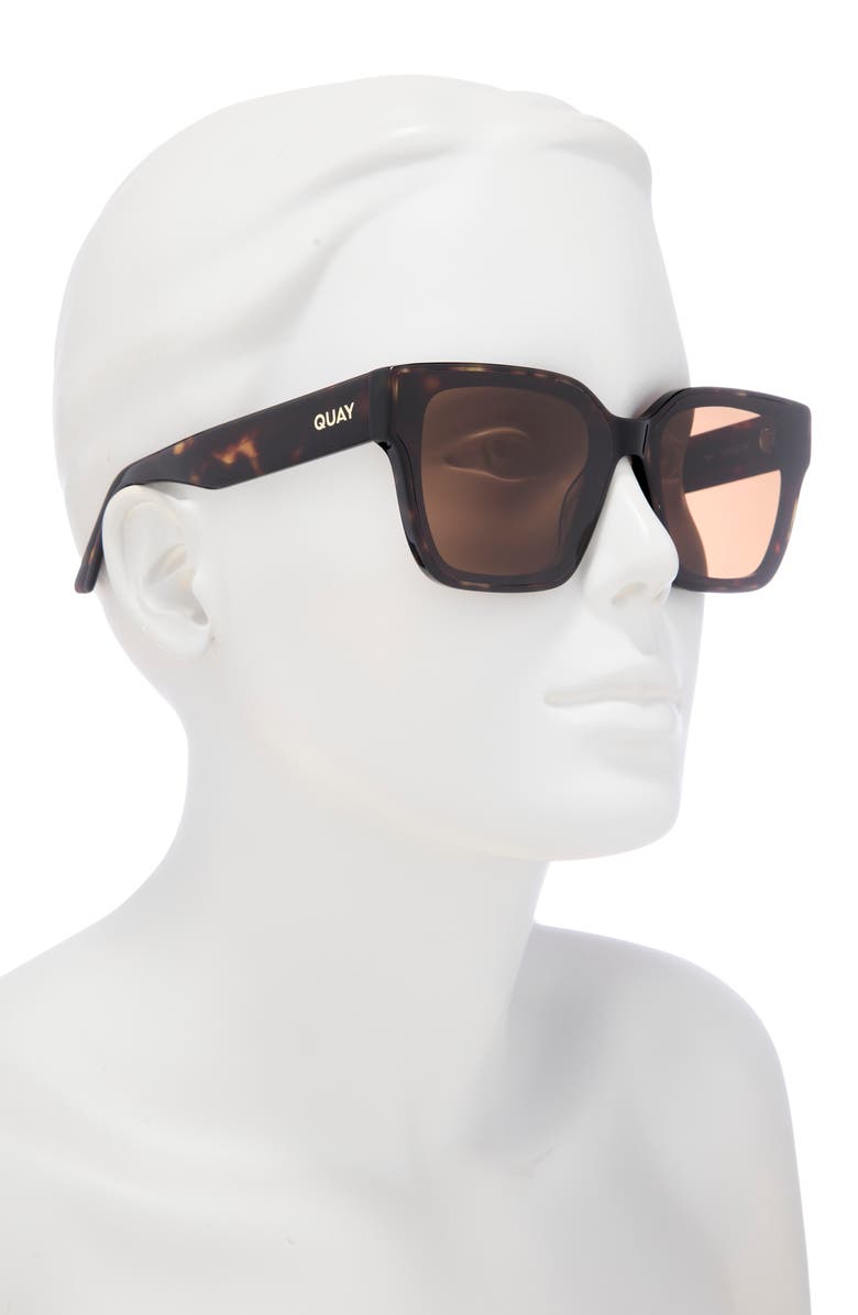 QUAY Drive In 66mm Square Sunglasses, Alternate, color, Dark Tort/ Brown