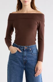 NSR Off the Shoulder Rib Knit Top