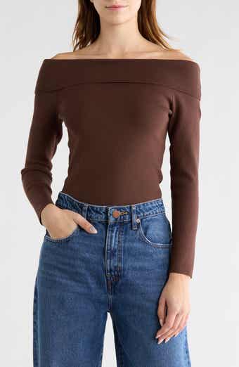 Off the Shoulder Rib Knit Top