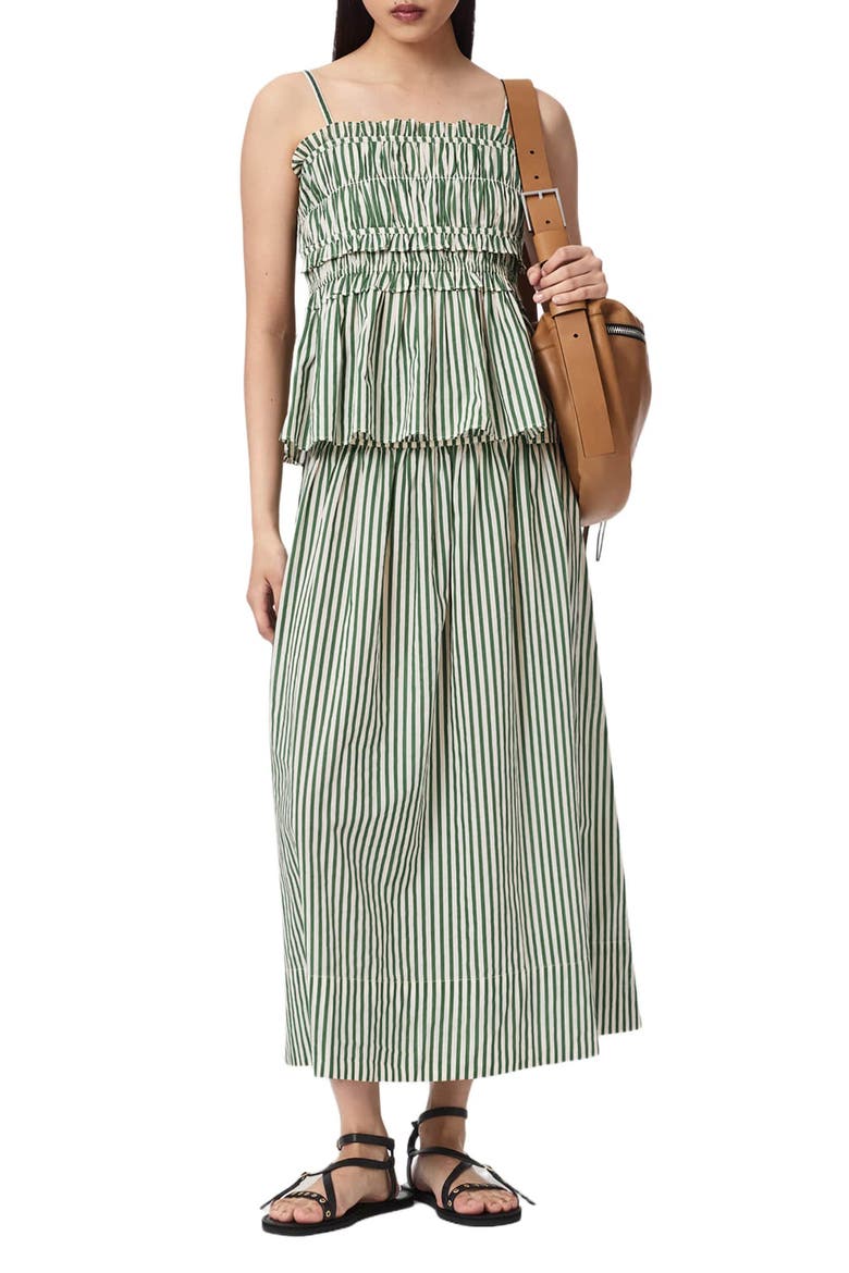 Kali Stripe Cotton Maxi Skirt, Alternate, color, APPLE GREEN/ WHITE