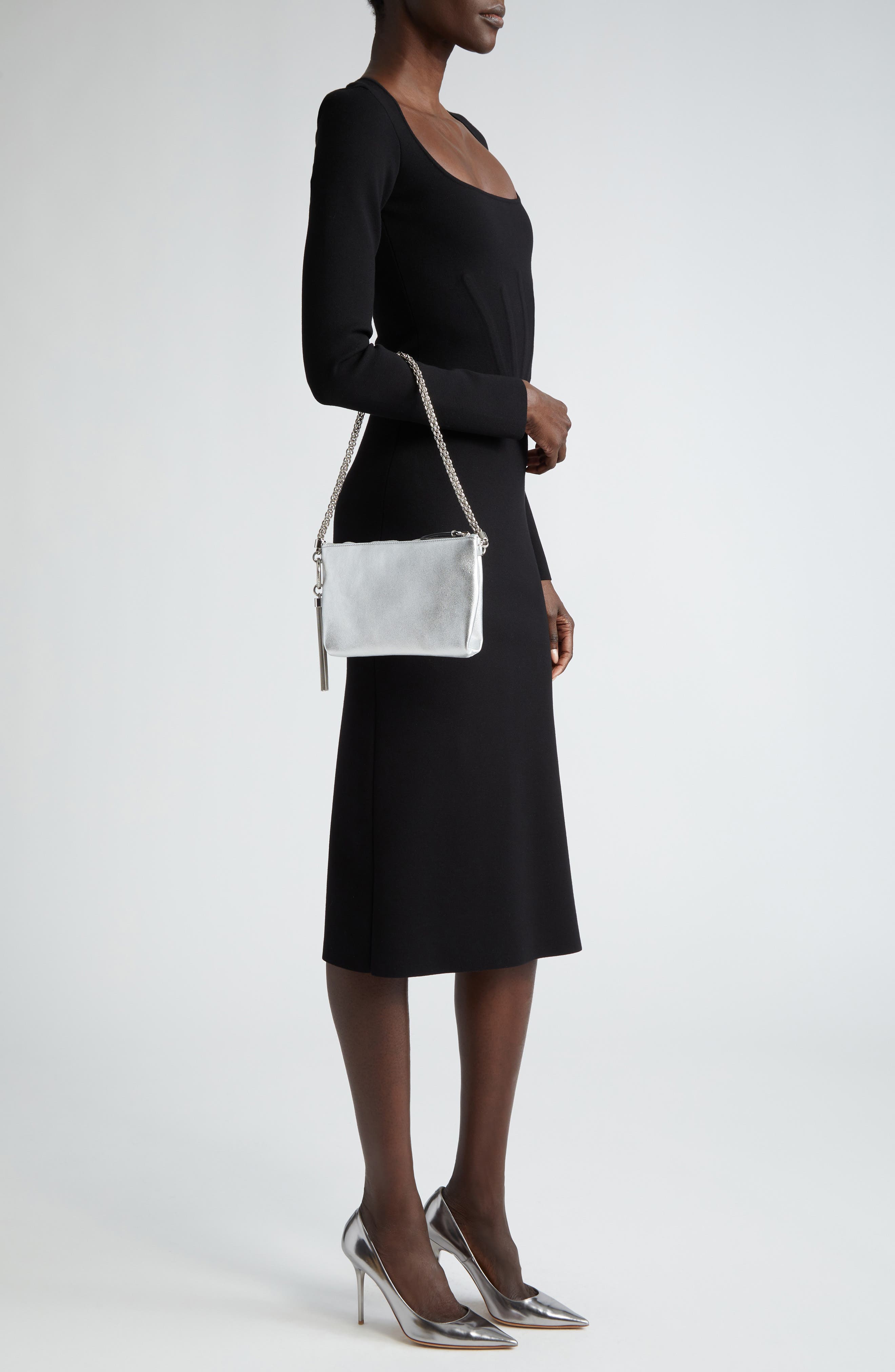 Jimmy Choo Mini Callie Metallic Leather Shoulder Bag, Alternate, color, 