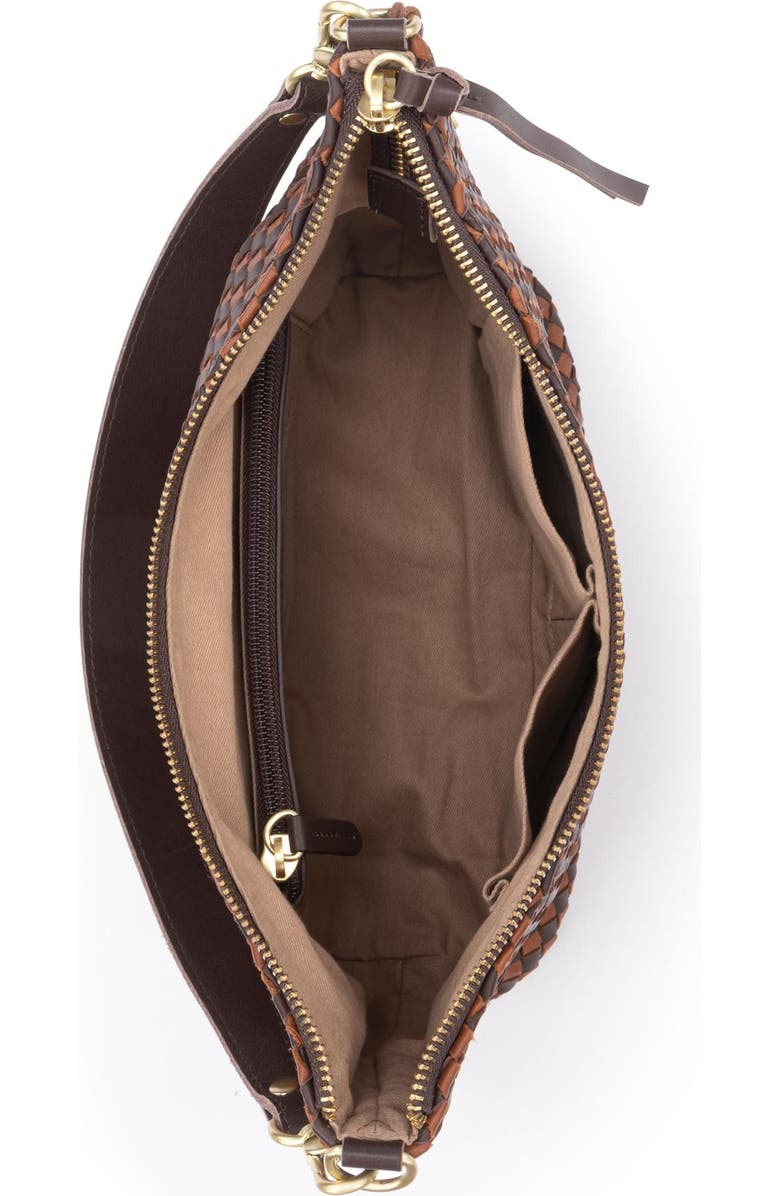 The Sak Juniper Small Hobo Leather Bag, Alternate, color, Woven Mahogany Cognac