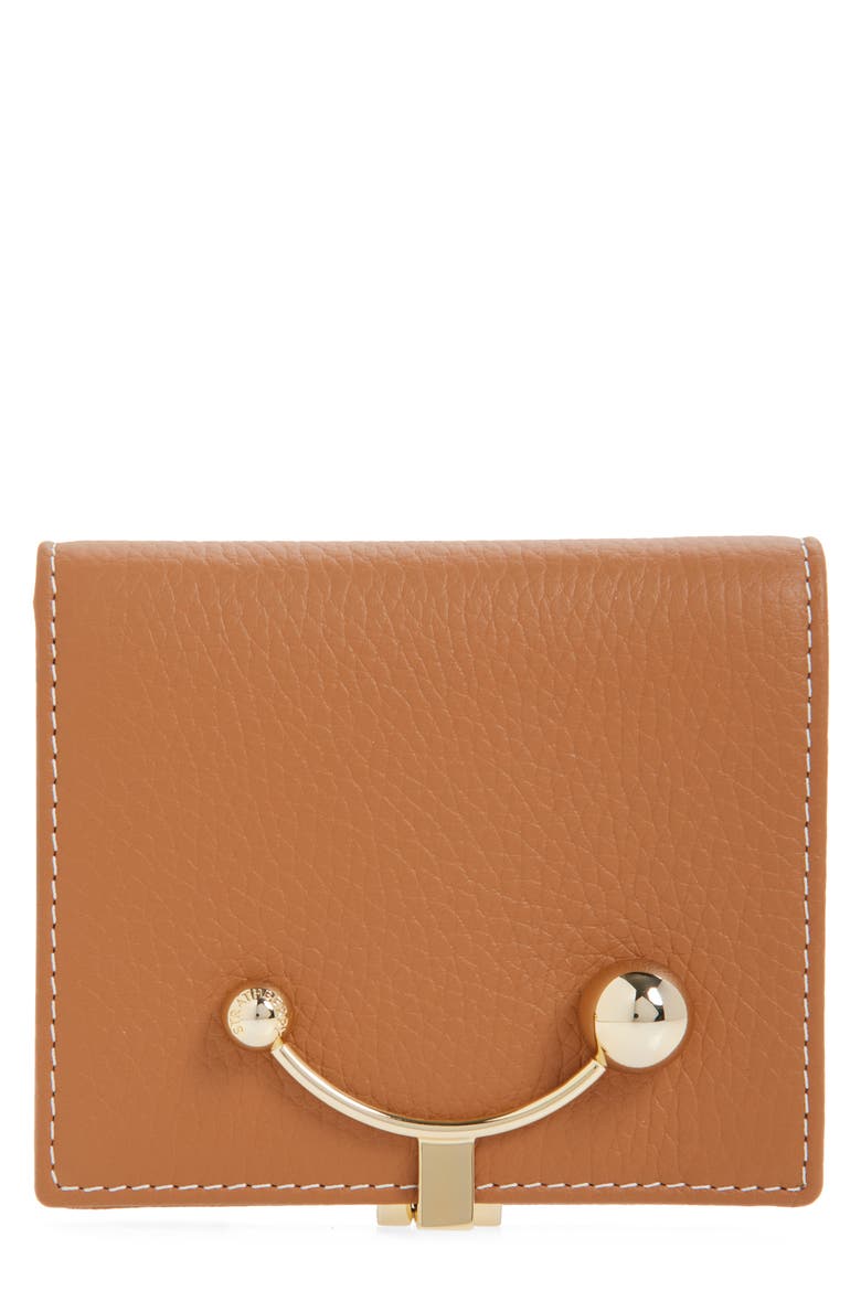 Crescent Leather Bifold Wallet, Main, color, TAN - VANILLA STITCH
