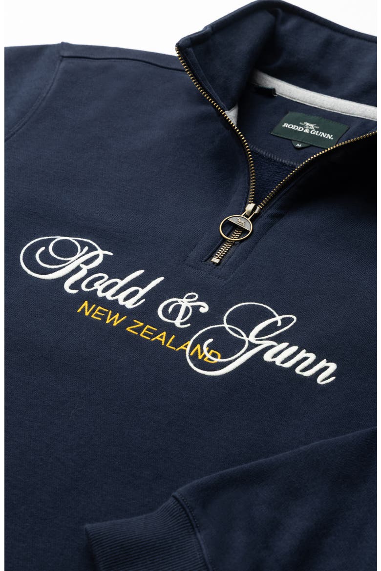 Jubilee Embroidered Logo Cotton French Terry Quarter Zip Pullover, Alternate, color, ECLIPSE
