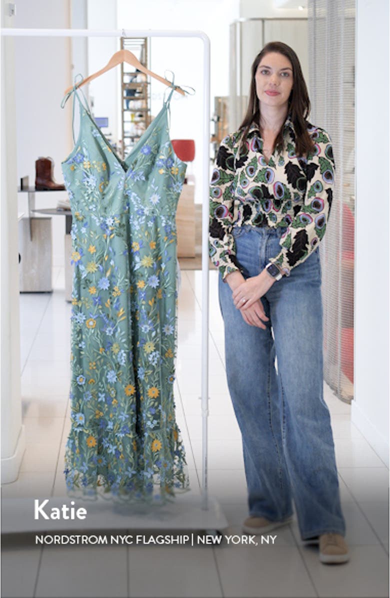 Sunny Embroidered Floral A-Line Gown, sales video thumbnail