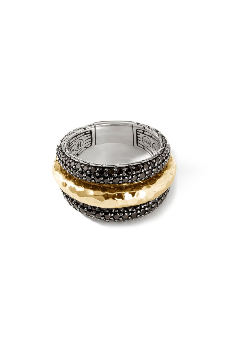 Classic Chain Hammered 3-Row Ring, Main, color, BLACK