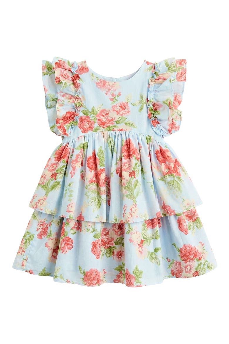 Kids' Rylie Rose Ruffle Cotton Party Dress, Main, color, LIGHT BLUE