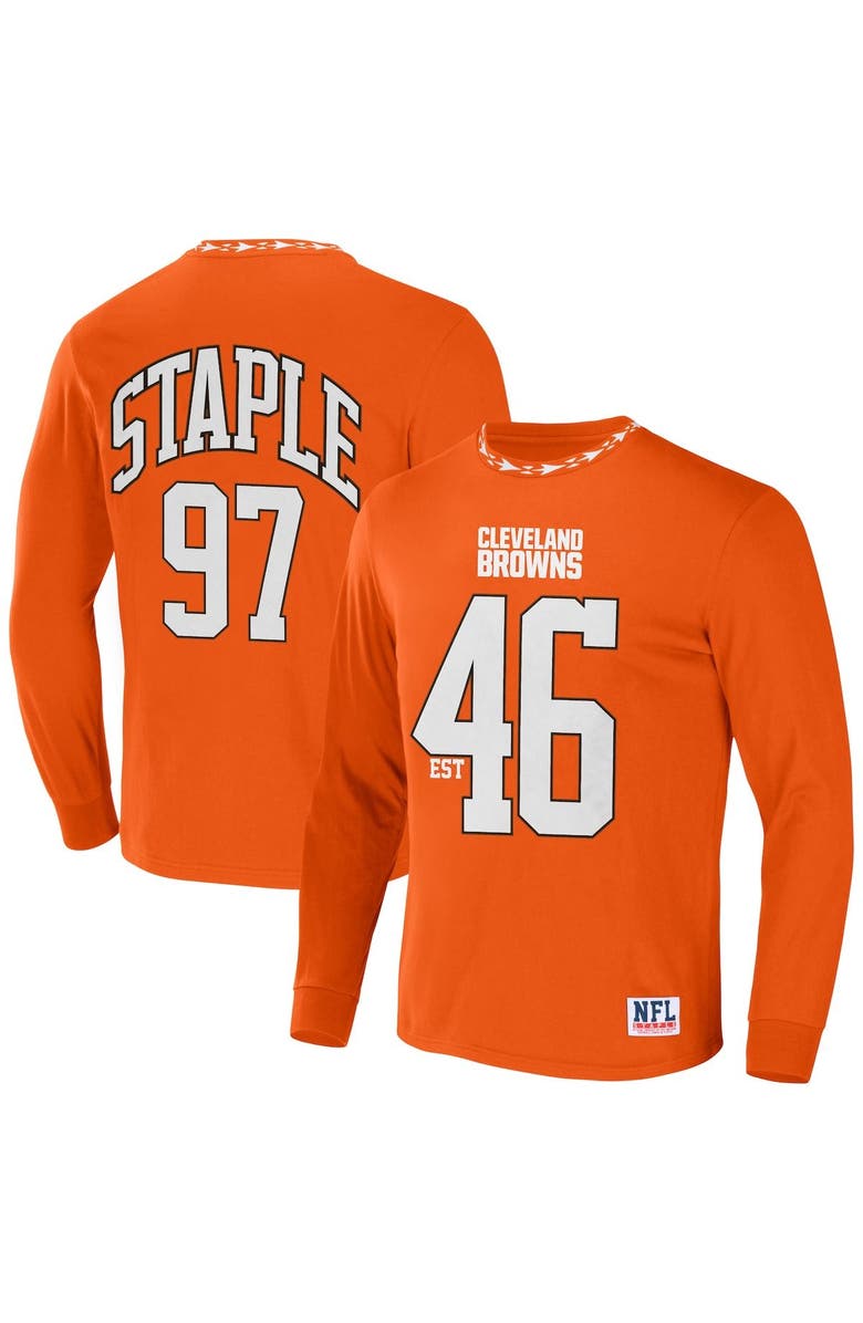 STAPLE Men's NFL x Staple Orange Cleveland Browns Core Team Long Sleeve T-Shirt, Main, color, Orange