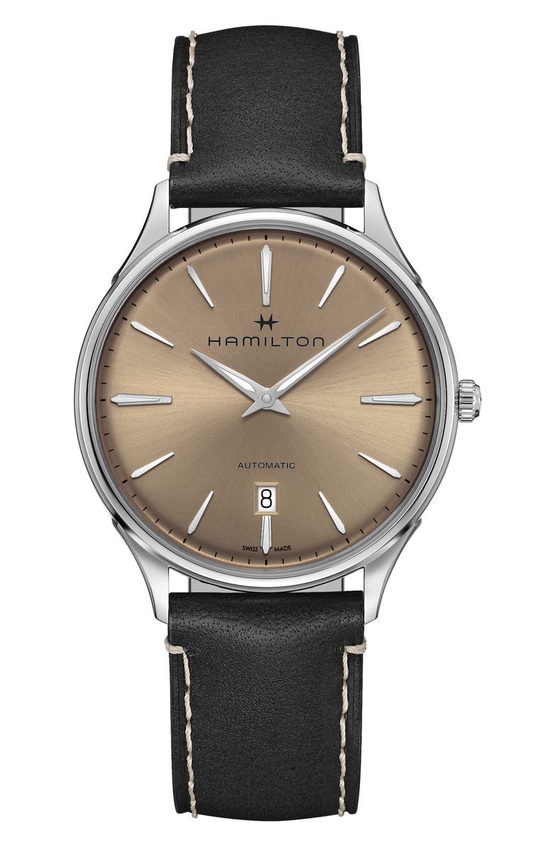 Hamilton Jazzmaster Thinline Automatic Leather Strap Watch, 40mm, Main, color,