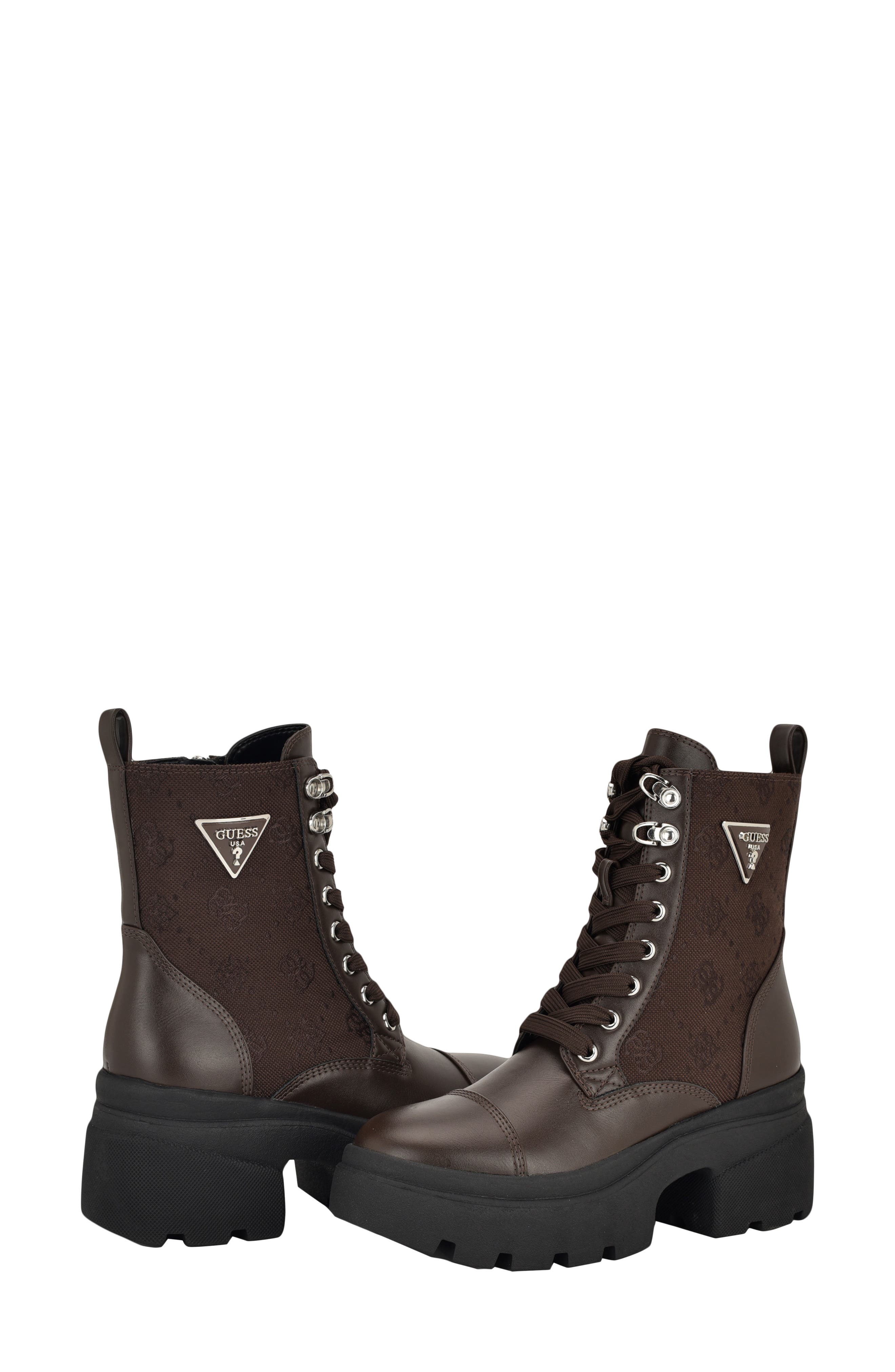 GUESS Yarini Lug Sole Boot, Alternate, color, Dark Brown