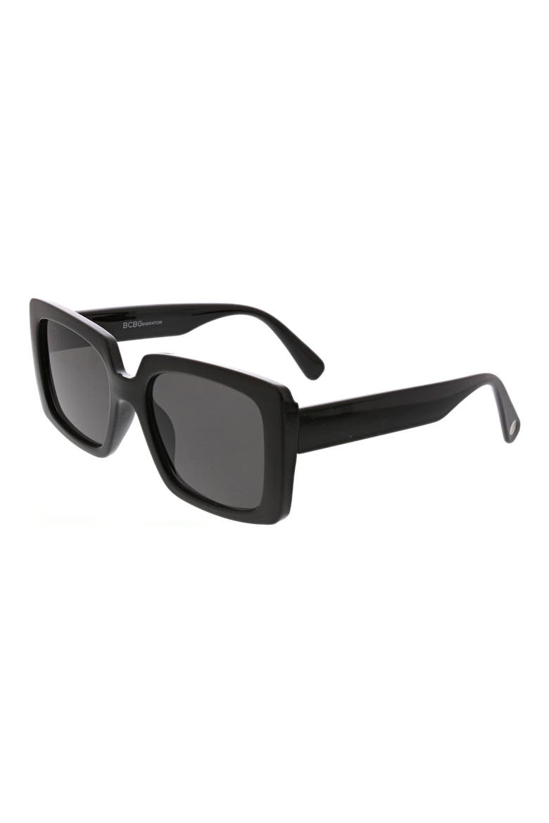 54mm Rectangular Sunglasses, Alternate, color, SHINY BLACK