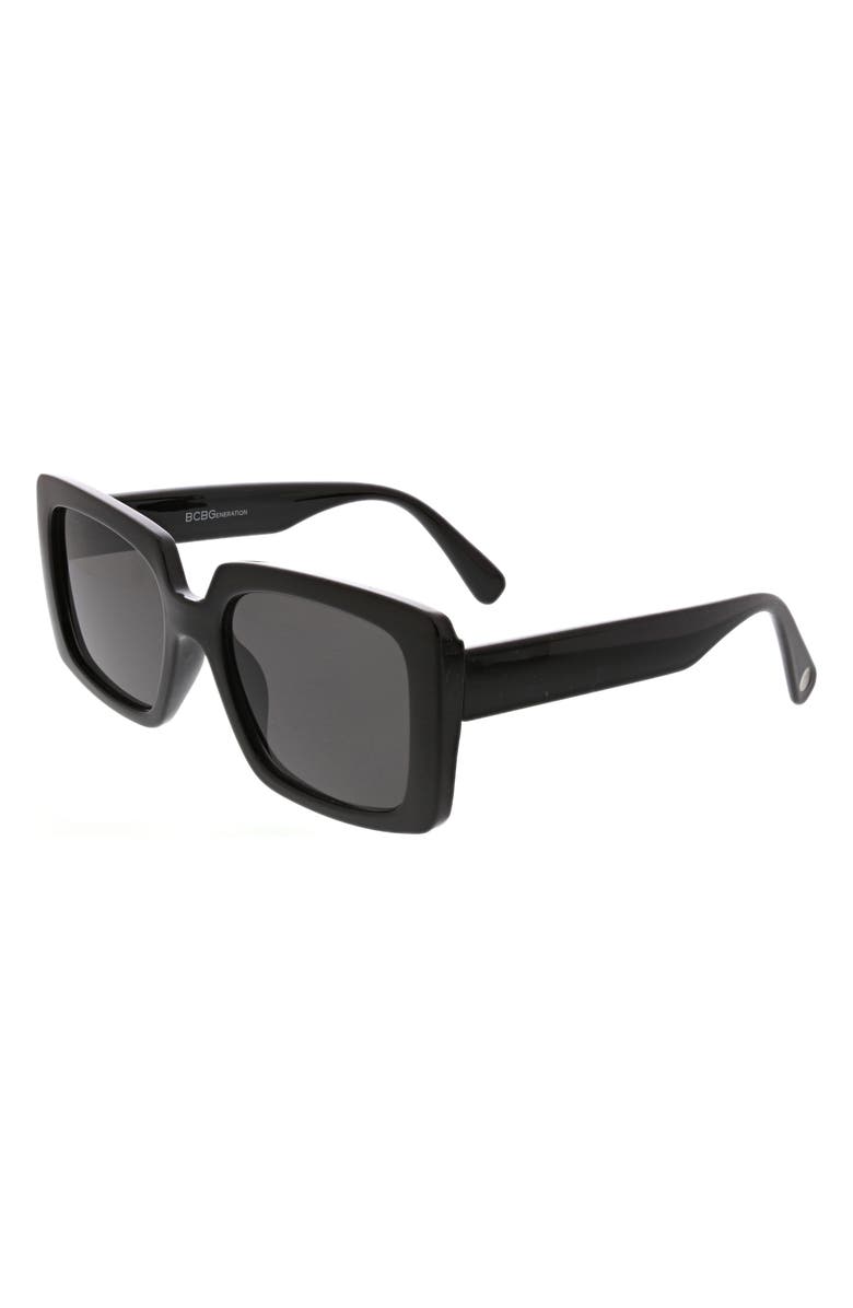 BCBG 54mm Rectangular Sunglasses, Alternate, color, Shiny Black