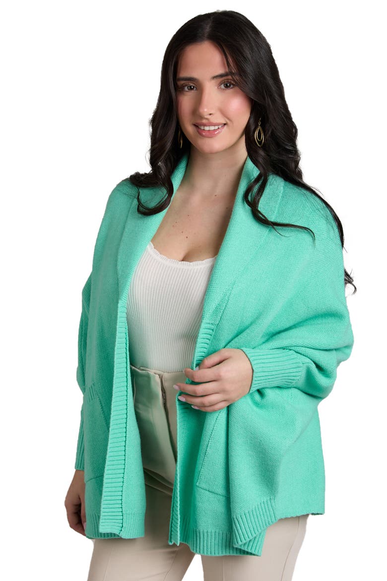 Oversize Ribbed Knit Cardigan, Alternate, color, AQUA