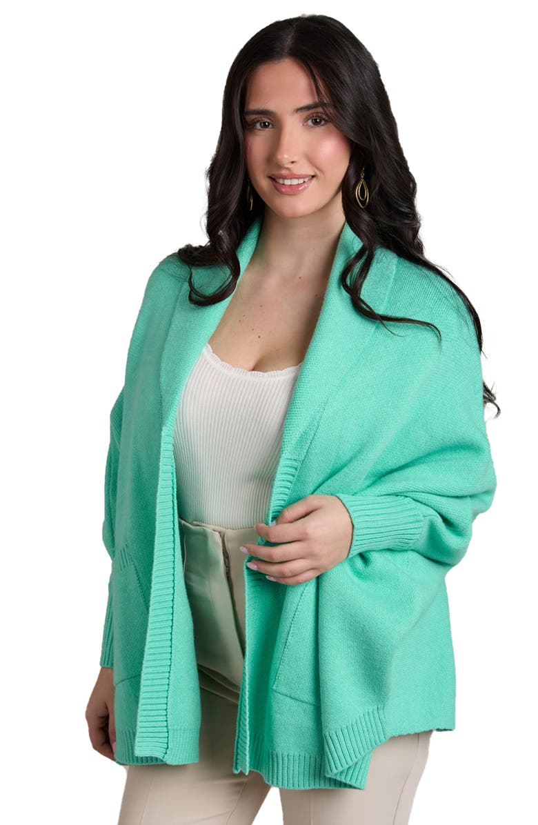 SAACHI Oversize Ribbed Knit Cardigan, Alternate, color, Aqua