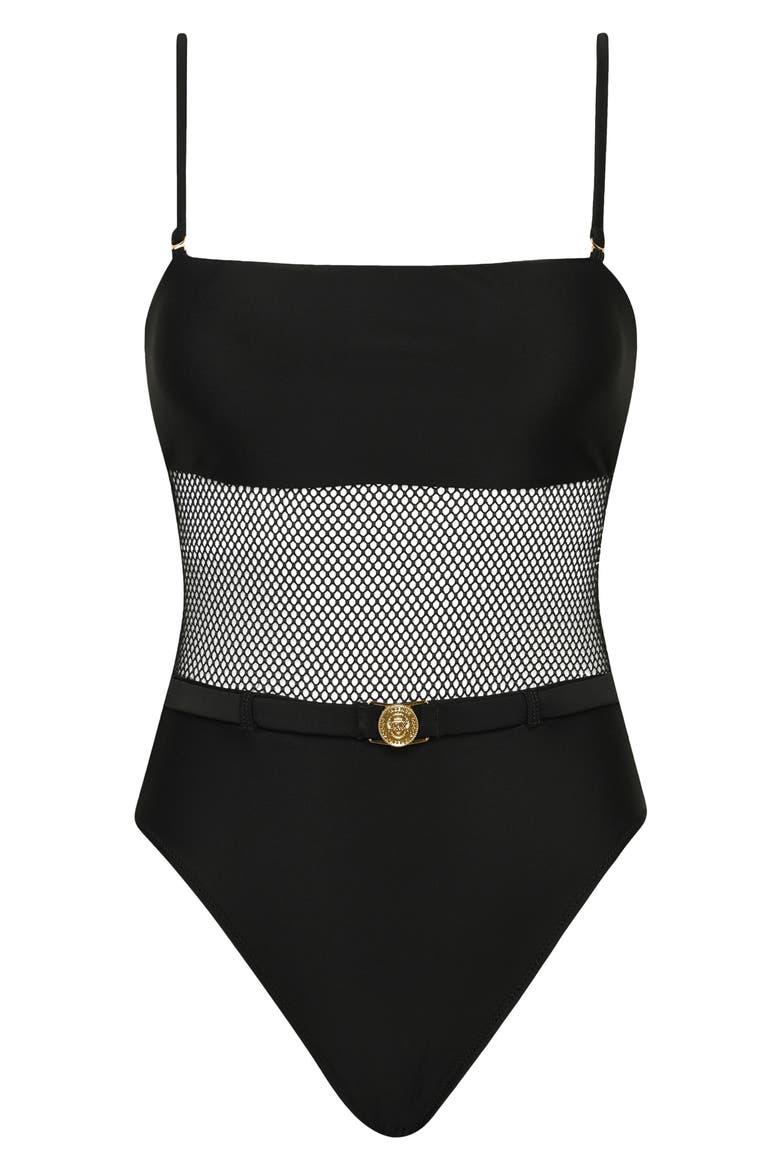 Tory Belted One-Piece Swimsuit, Alternate, color, BLACK