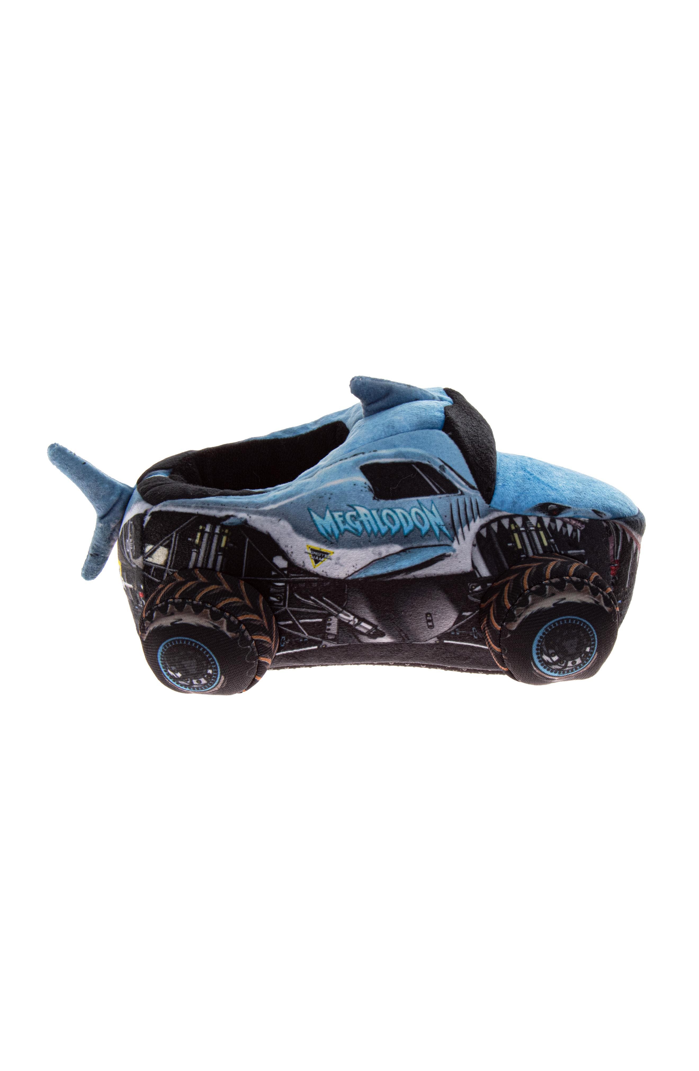 "Megalodon" Boys' 3D Plush Slippers, Alternate, color, Blue Black