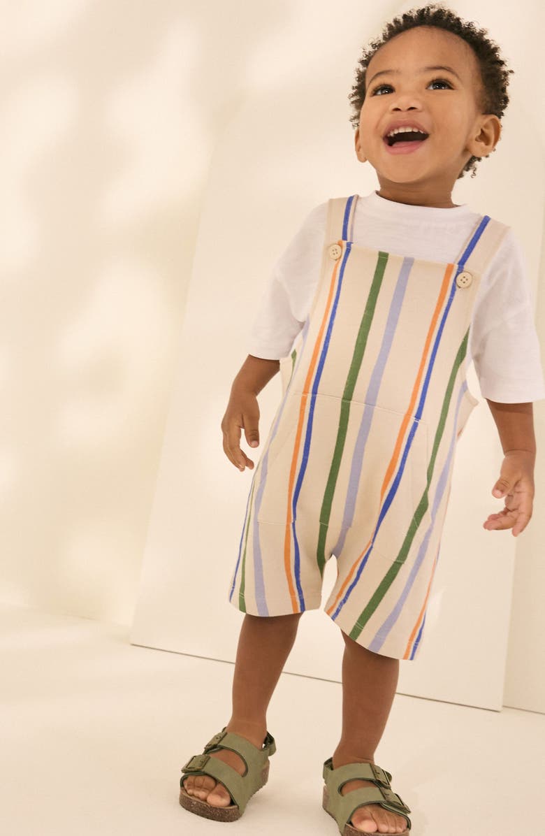 NEXT Kids' Stripe Overalls & T-Shirt Set, Alternate, color, Neutral