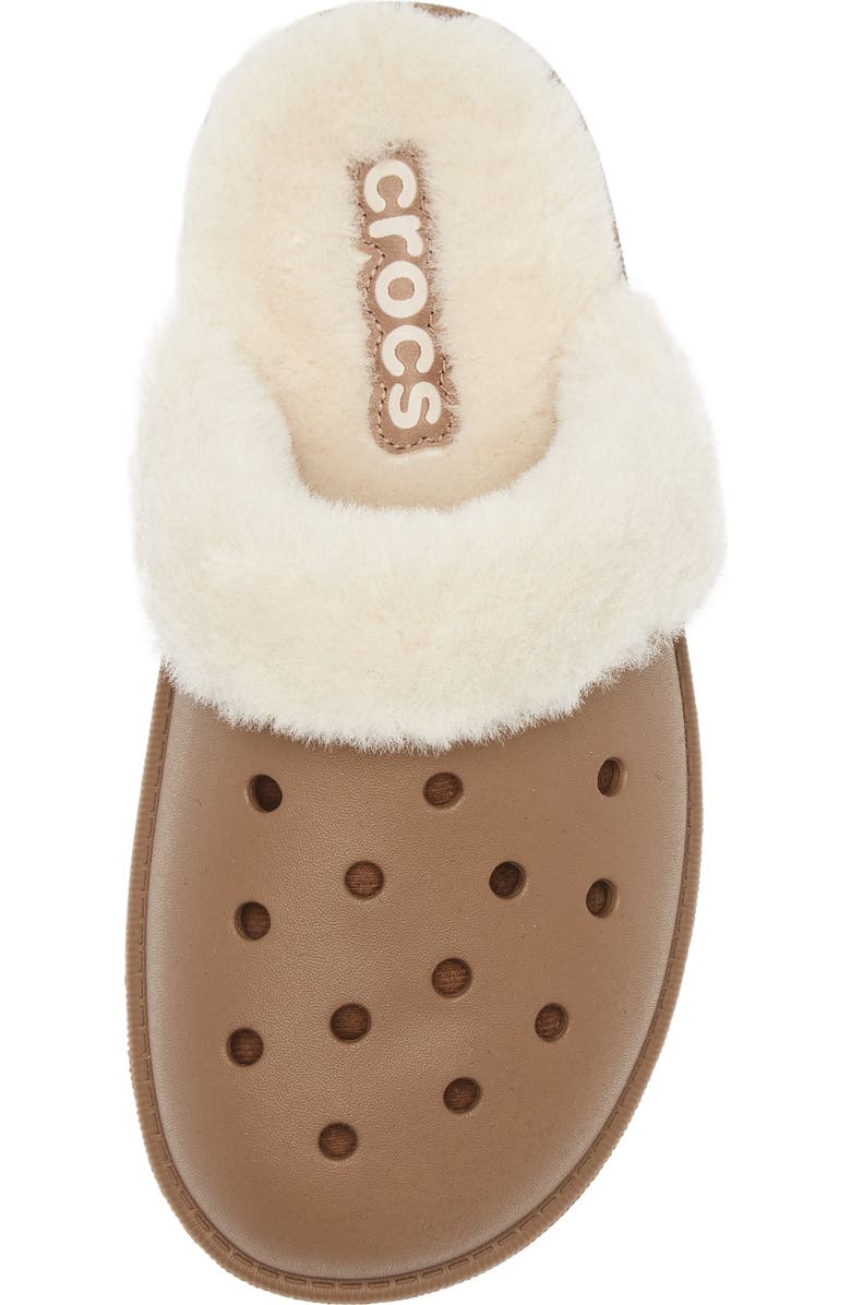 CROCS Classic Fuzz Scuff, Alternate, color, Sepia