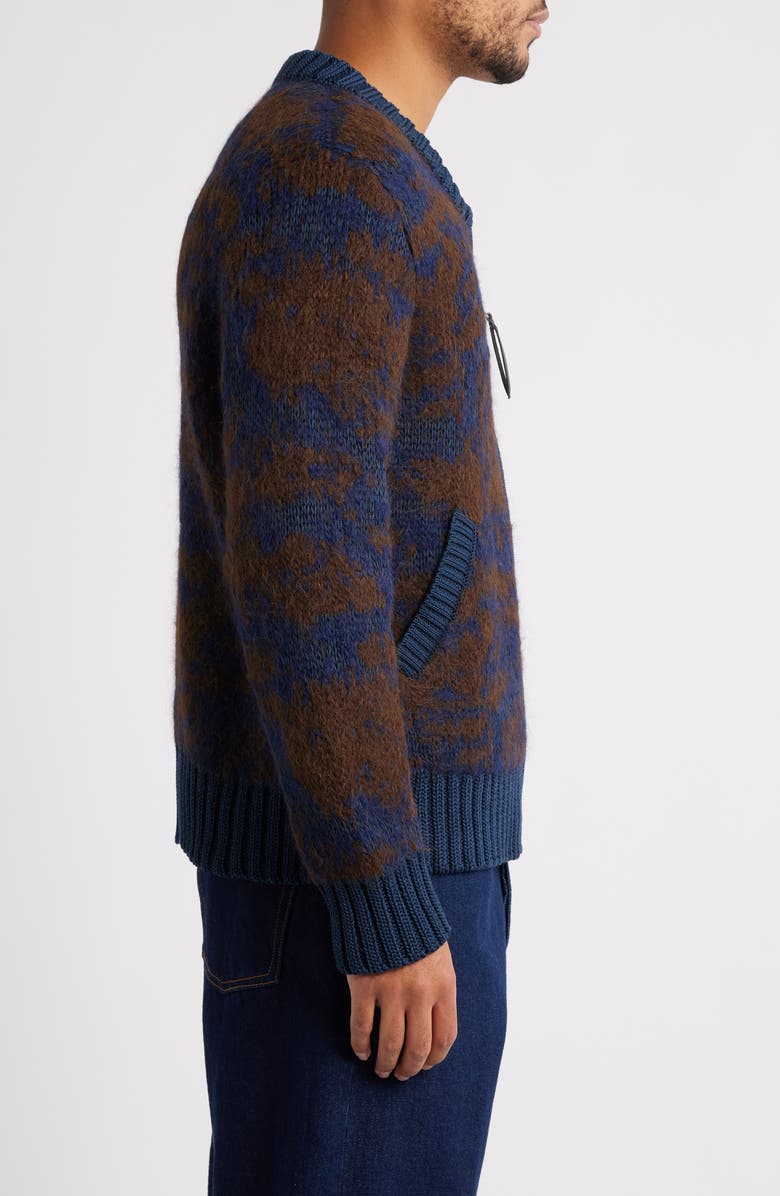 Corridor Jacquard Zip Sweater, Alternate, color, Navy