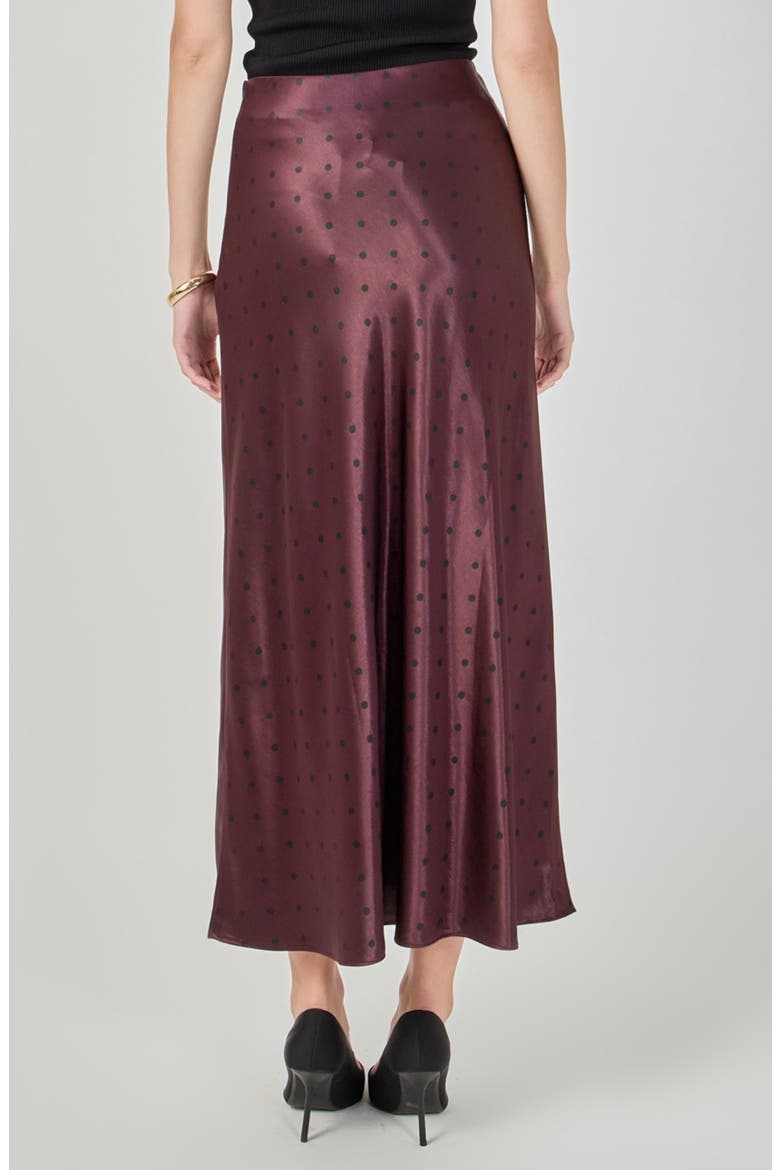 Polka Dot Satin Midi Skirt, Alternate, color, AUBERGINE