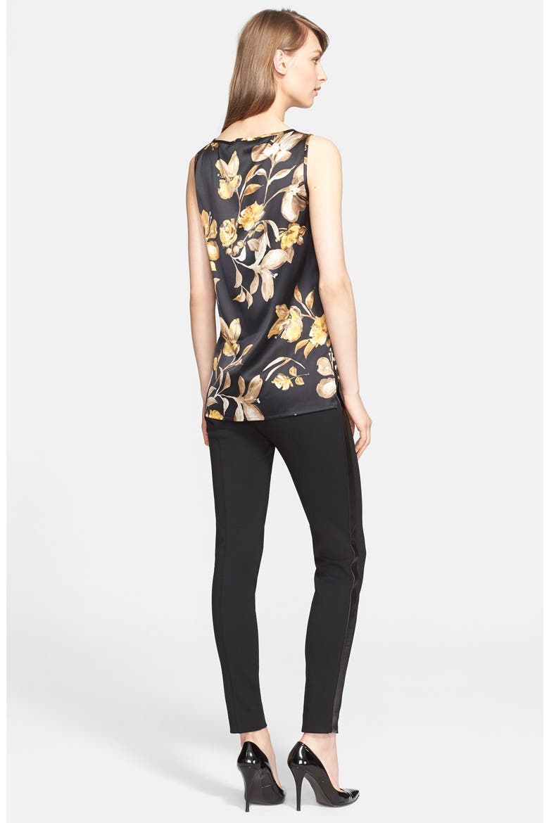 Floral Print Stretch Silk Shell (Nordstrom Exclusive), Alternate, color, CAVIAR MULTI