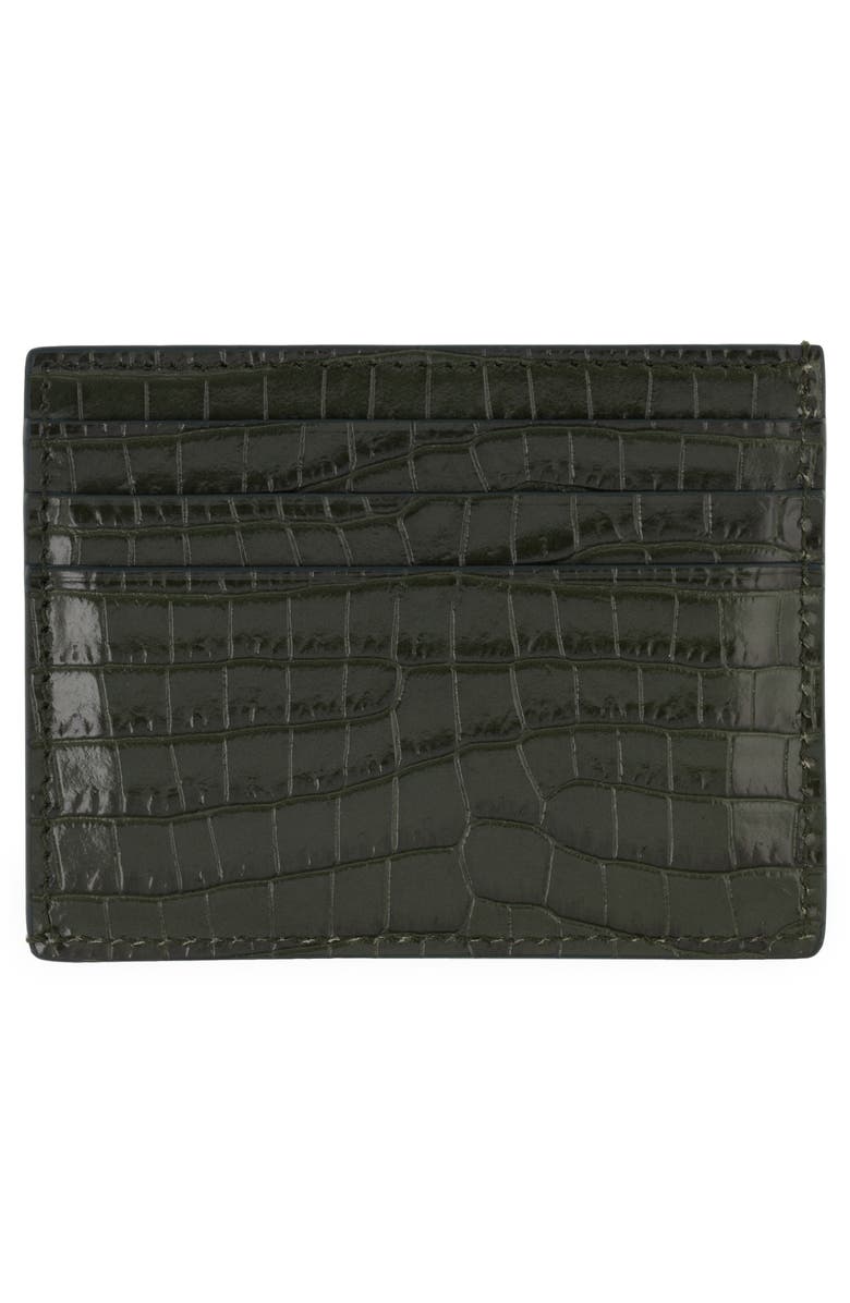 TOM FORD T-Line Croc Embossed Leather Card Holder, Alternate, color, 