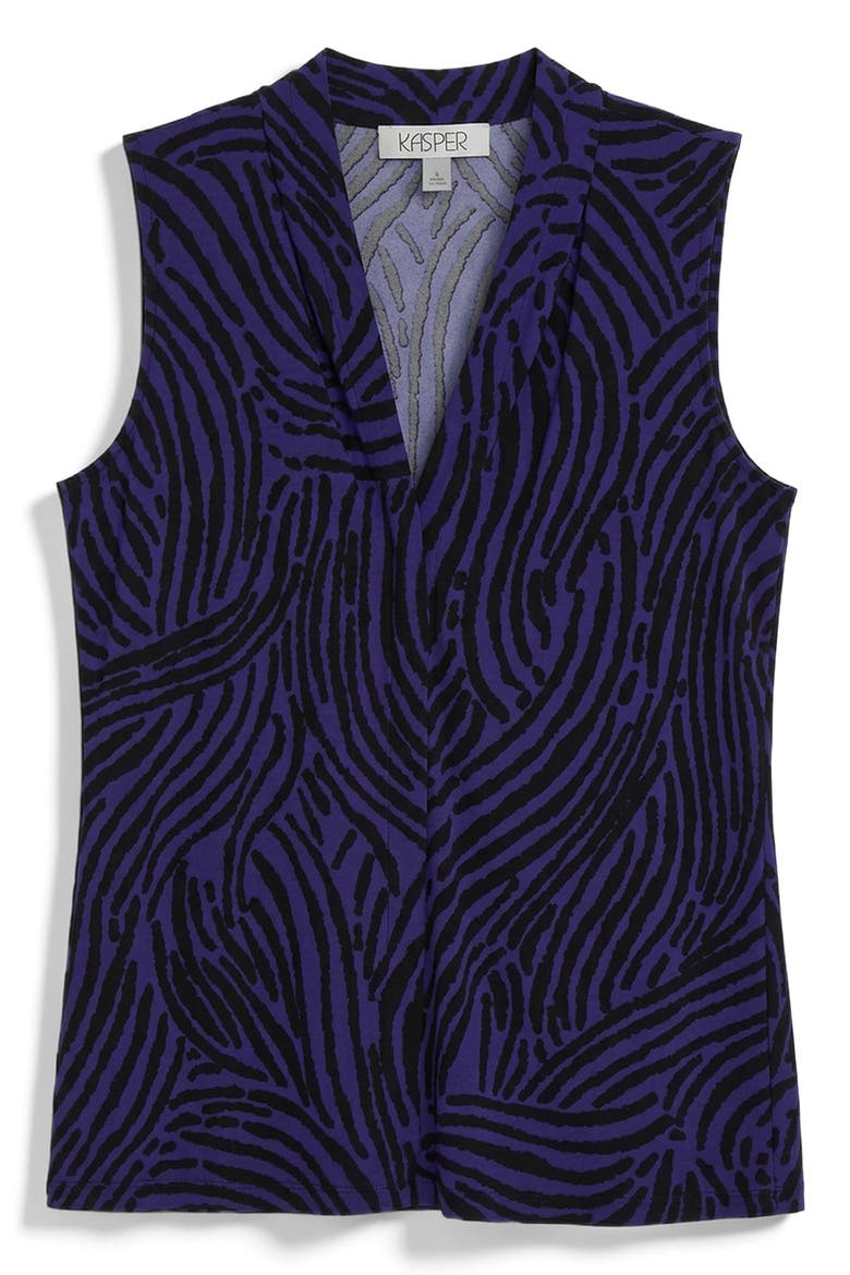 Tie Neck Sleeveless Top, Alternate, color, BLACK/ REGAL PLUM
