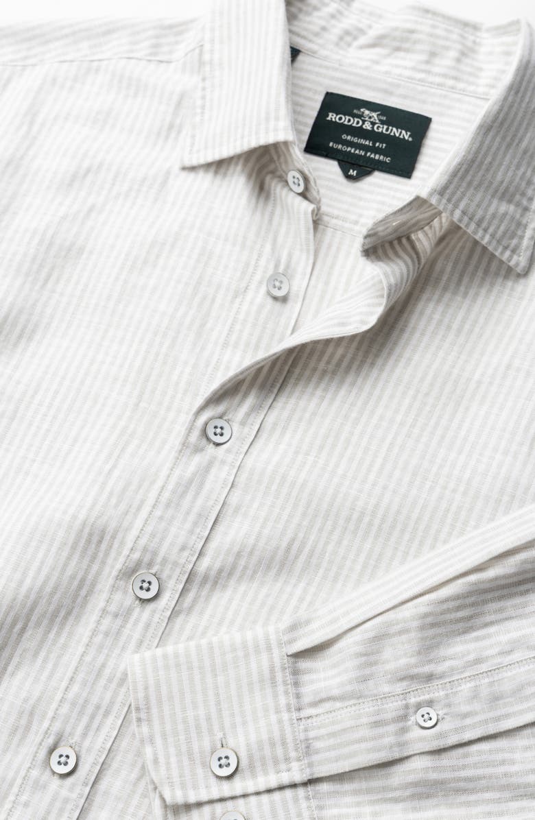 Rodd & Gunn Batista Hill Stripe Linen & Cotton Button-Up Shirt, Alternate, color, Sand