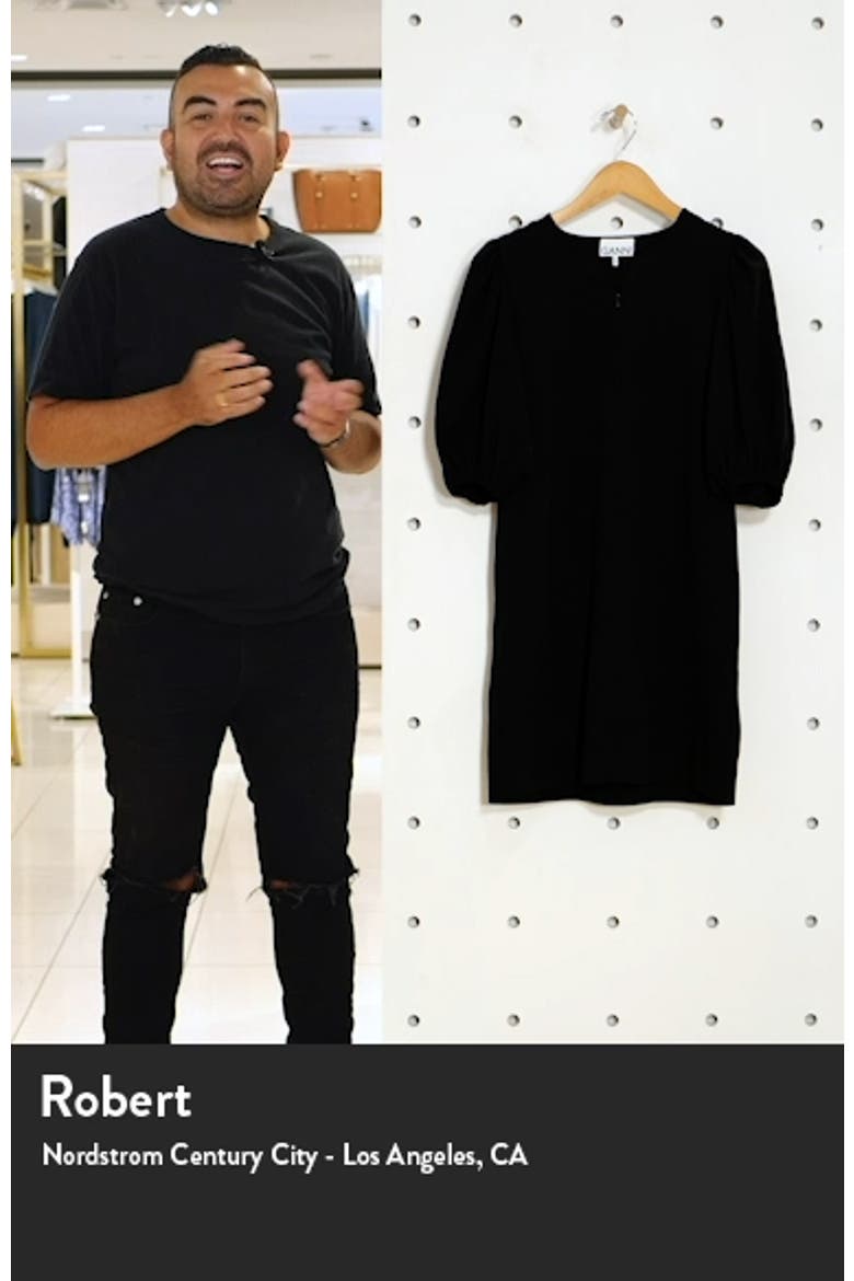Puff Sleeve Heavy Crepe Shift Dress video