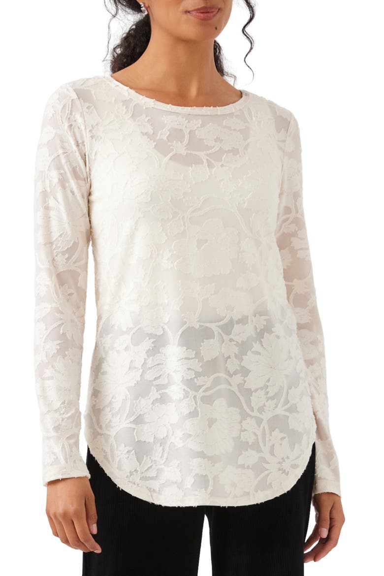 Floral Burnout Top, Main, color, CREAM