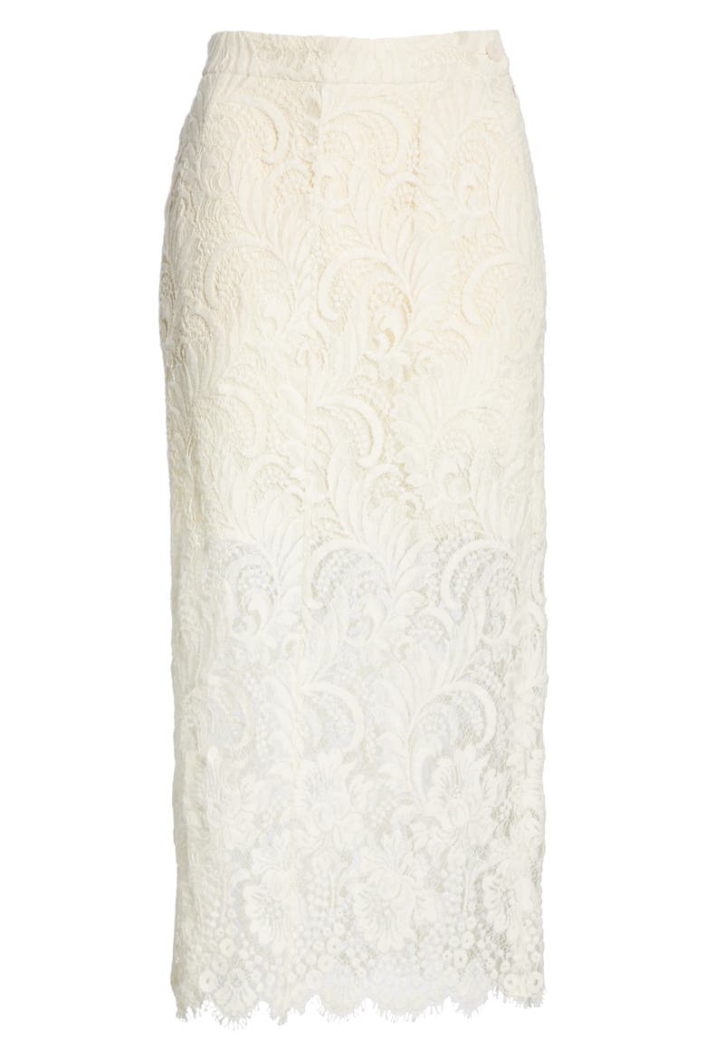 Lace Overlay Midi Pencil Skirt, Alternate, color, IVORY