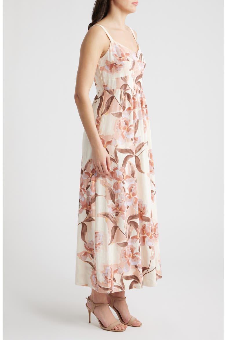 Seamed Linen Blend Midi Sundress, Alternate, color, SEPIA ROSE