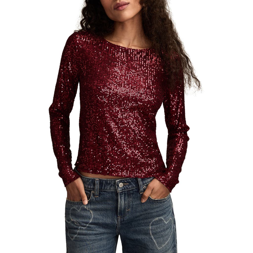 Lucky Brand Women's Sequin Long-sleeve Top In Brown