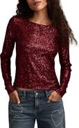 Lucky Brand Sequin Long Sleeve Top