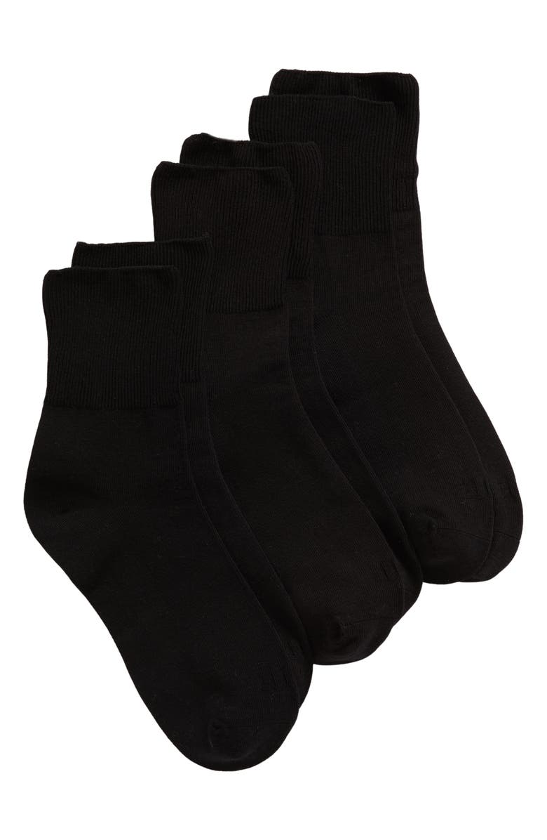 Hue 3-Pack Bobby Socks, Main, color, Black Pack