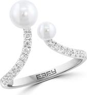 EFFY Sterling Silver Diamond & Freshwater Pearl Open Band Ring