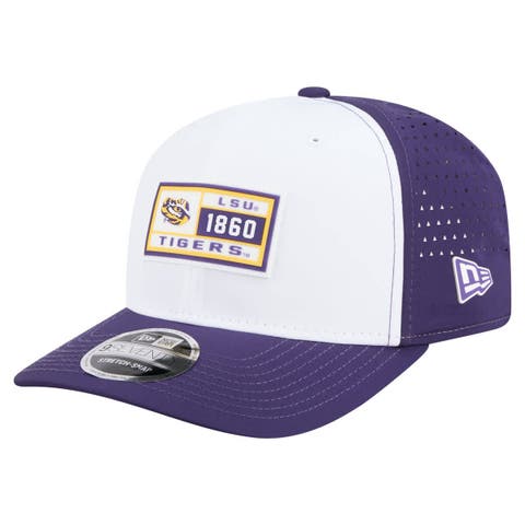 Men's New Era White/Purple LSU Tigers Perforated Patched 9SEVENTY Adjustable Hat