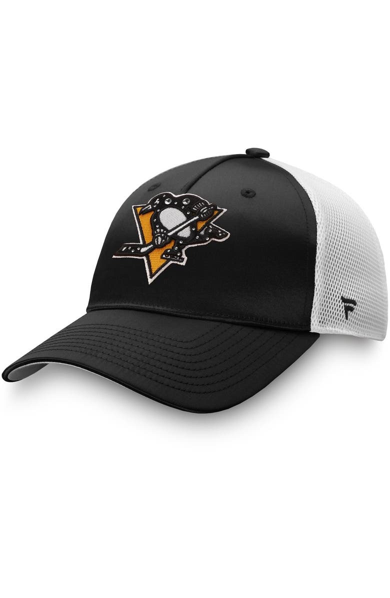 FANATICS Women's Fanatics Branded Black Pittsburgh Penguins Exclusive Trucker Snapback Hat, Main, color,