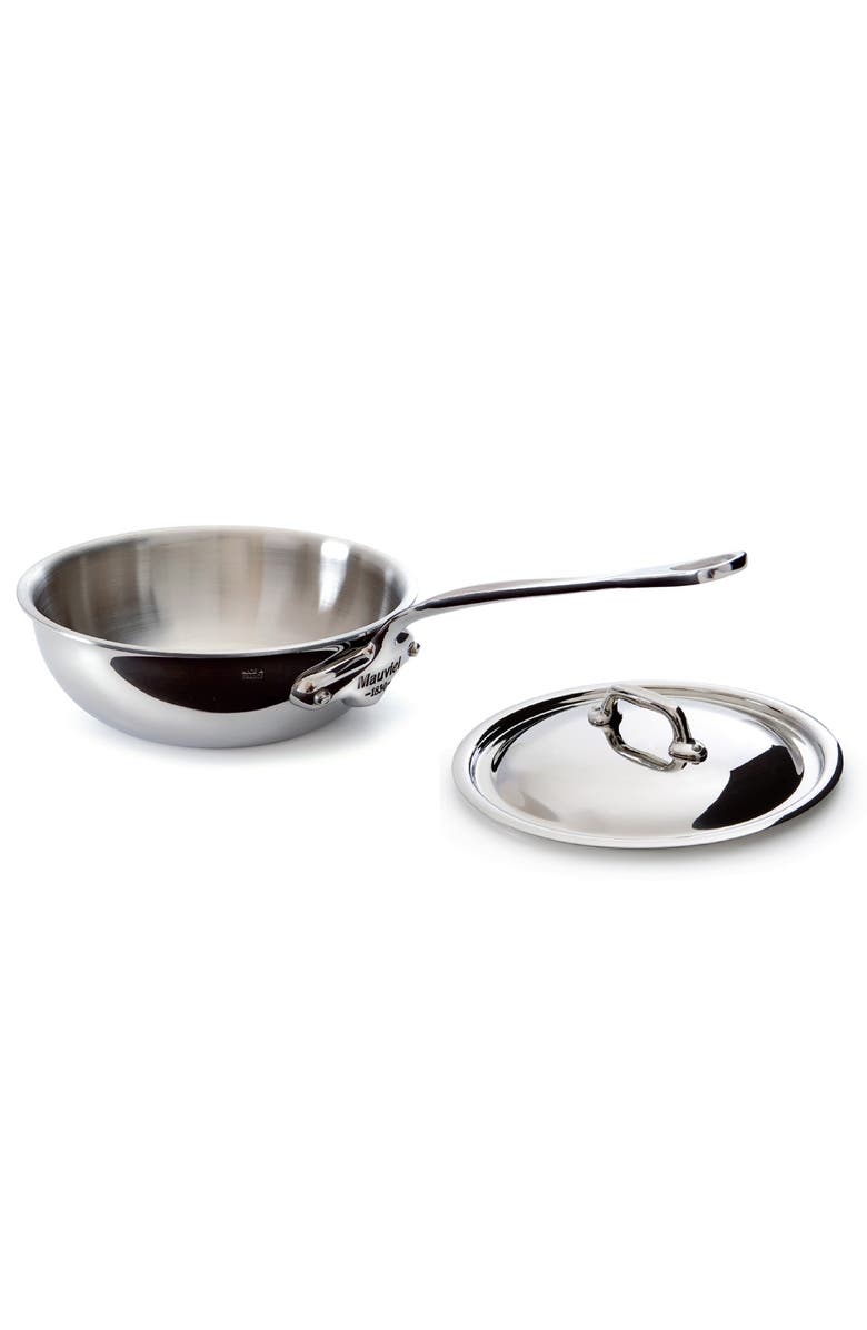 Mauviel M'Cook 2.1 qt. Stainless Steel Curved Splayed Saute Pan with Lid, Main, color, Silver