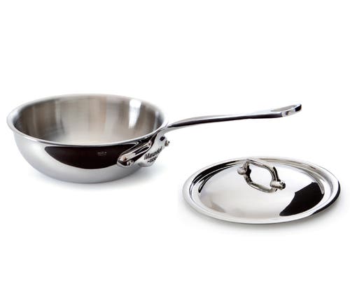 Mauviel M'cook 2.1 Qt. Stainless Steel Curved Splayed Saute Pan With Lid In Silver