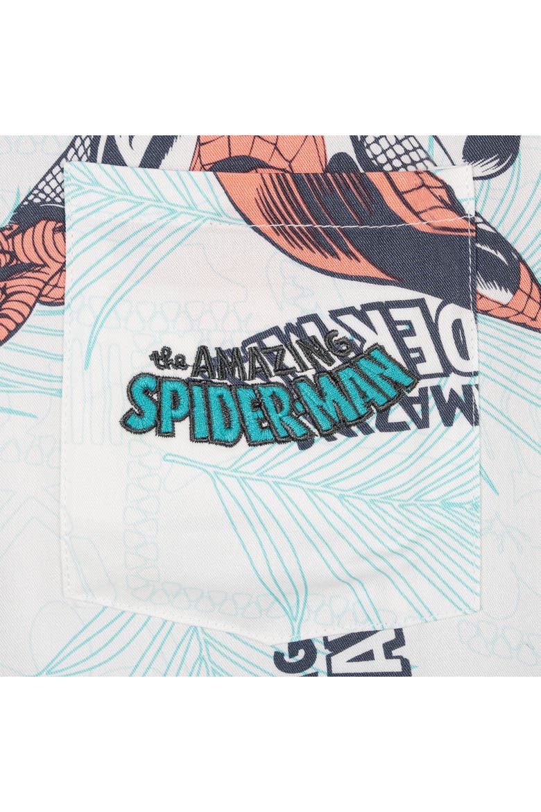 Spider-Man Hawaiian Short Sleeve Button Down Shirt, Alternate, color, Spider Man White