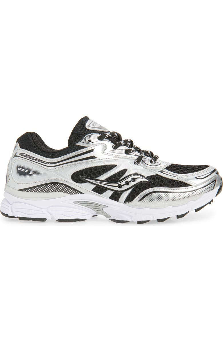 Saucony Kids' ProGrid Omni 9 Sneaker, Alternate, color, Black Silver
