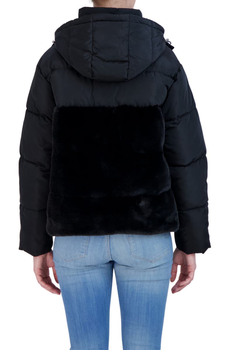 Sebby Faux Fur Trimmed Hooded Puffer Jacket, Alternate, color, 