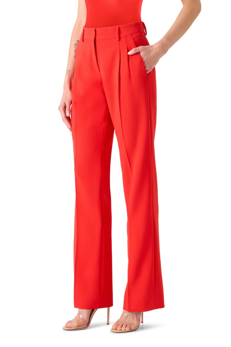Fabri Pleated Wool Pants, Alternate, color, VERMILLION