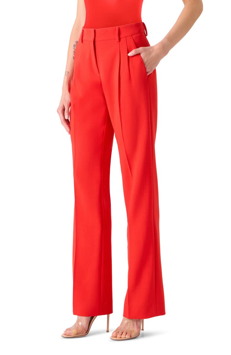 Akris Fabri Pleated Wool Pants, Alternate, color, Vermillion