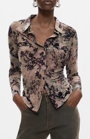 Desigual Print Stretch Button-Up Shirt