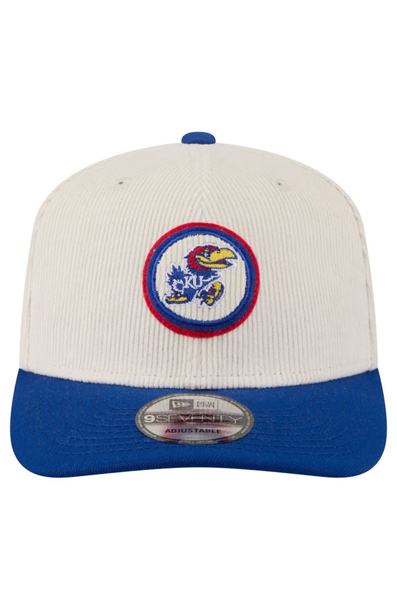 New Era Men's New Era Cream/Royal Kansas Jayhawks Loyal Corduroy 9SEVENTY Adjustable Hat, Alternate, color, Cream